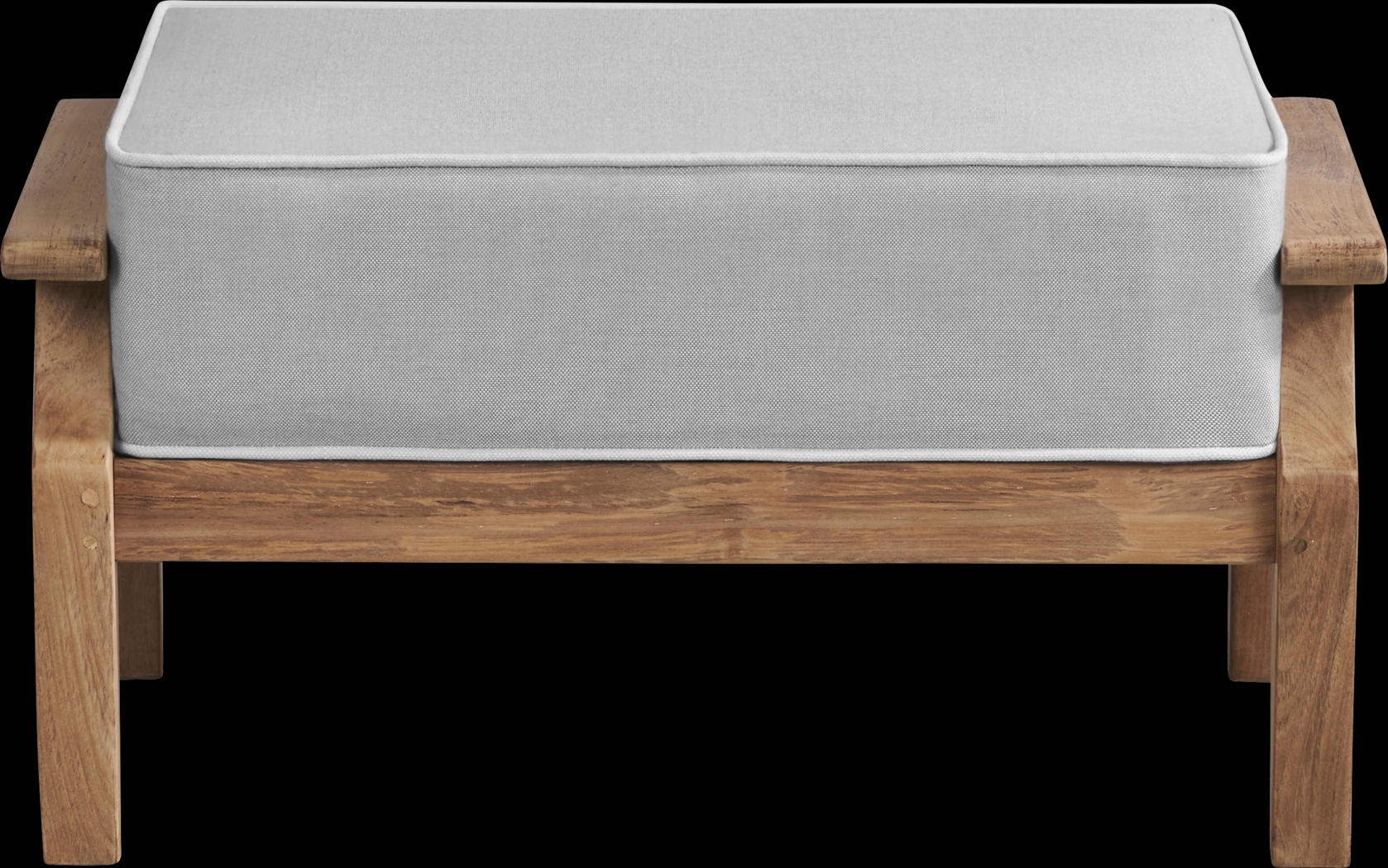 Pleasant Bay Teak Outdoor Ottoman with Pewter Cushion - Thumbnail - Image 1