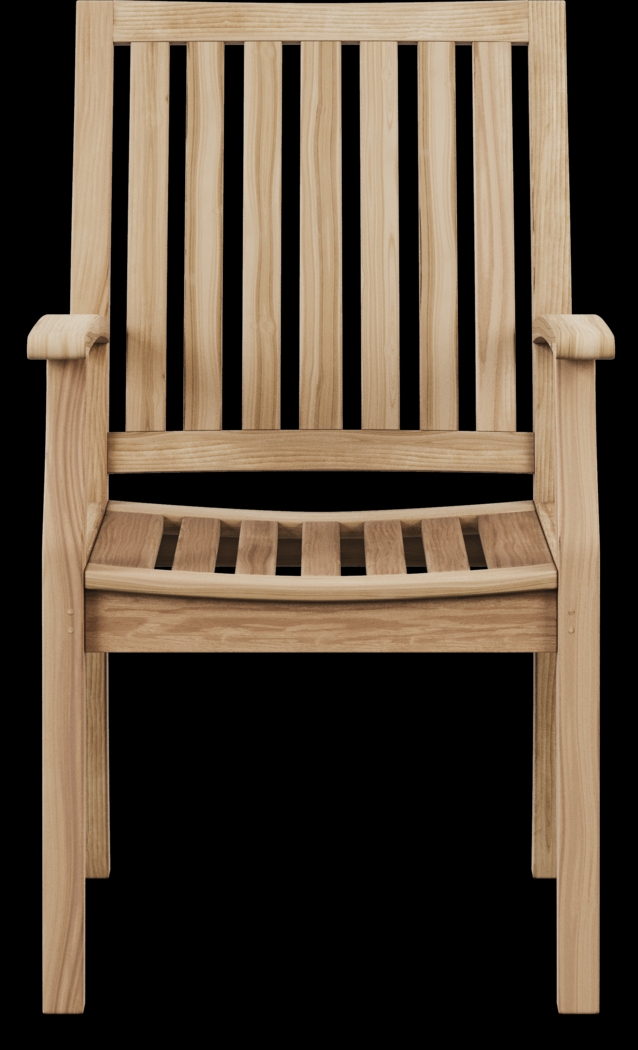 Pleasant Bay Teak Outdoor Slat Back Arm Chair - Thumbnail - Image 3