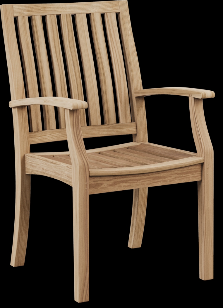 Pleasant Bay Teak Outdoor Slat Back Arm Chair - Thumbnail - Image 1