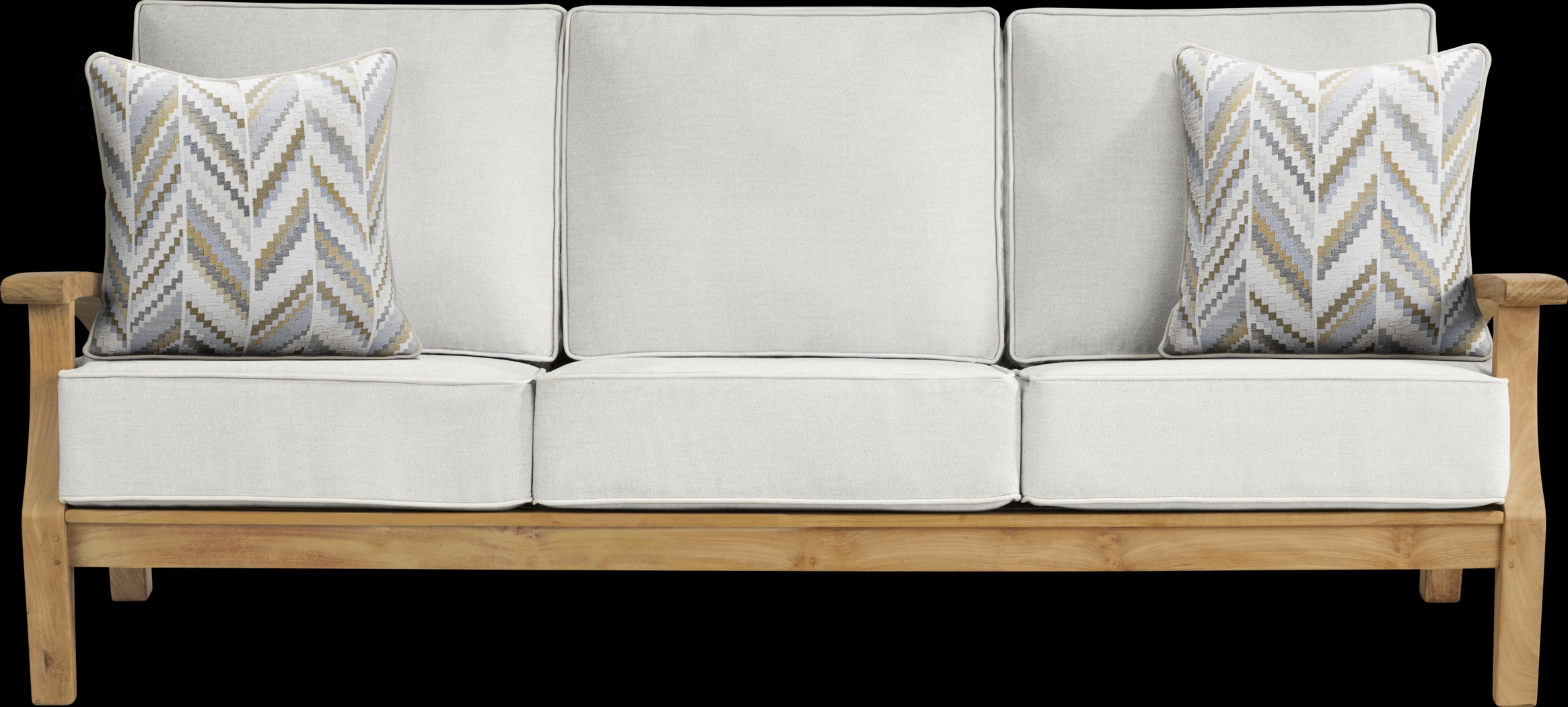 Pleasant Bay Teak Outdoor Sofa with Dove Cushions - Thumbnail - Image 1