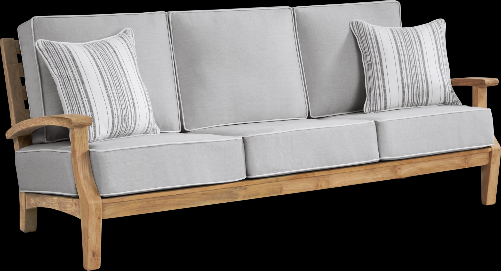 Pleasant Bay Teak Outdoor Sofa with Pewter Cushions - Thumbnail - Image 2