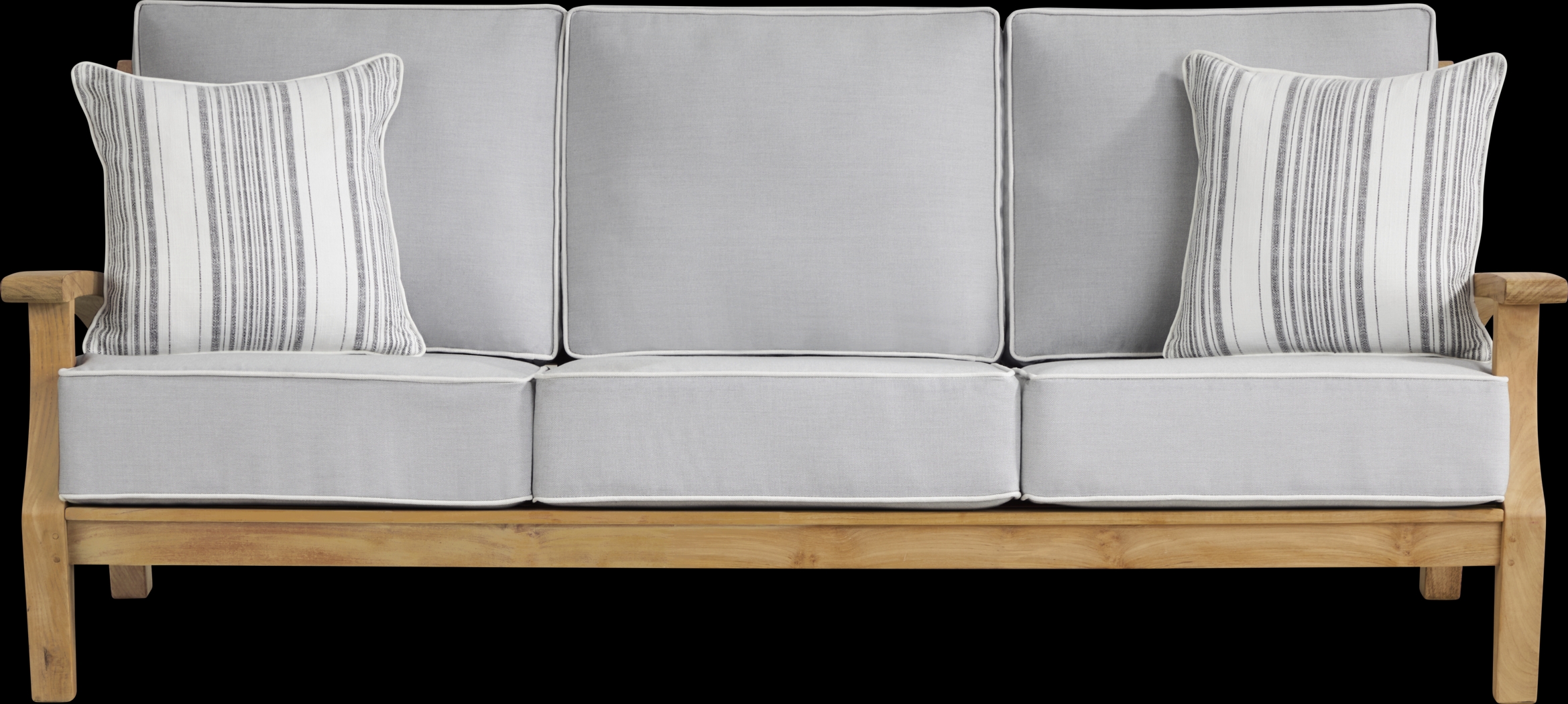 Pleasant Bay Teak Outdoor Sofa with Pewter Cushions - Thumbnail - Image 1