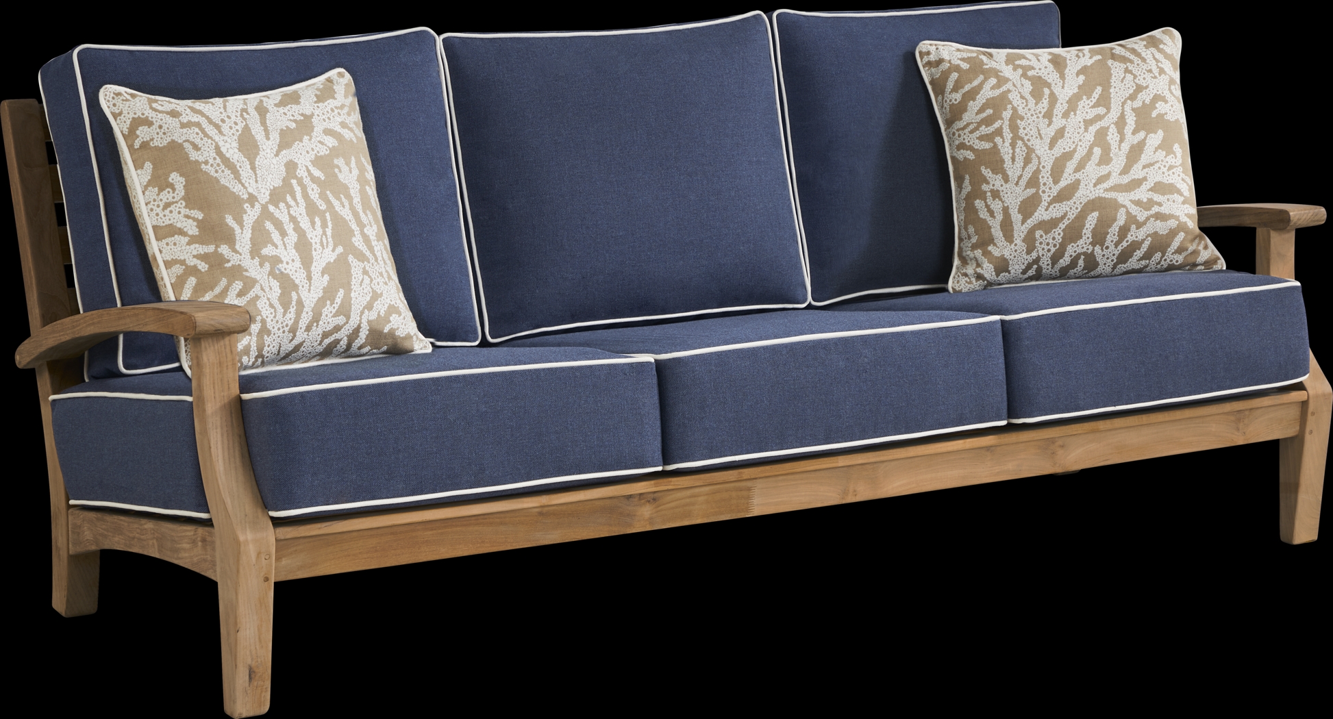 Pleasant Bay Teak 4 Pc Outdoor Seating Set with Indigo Cushions - Thumbnail - Image 3