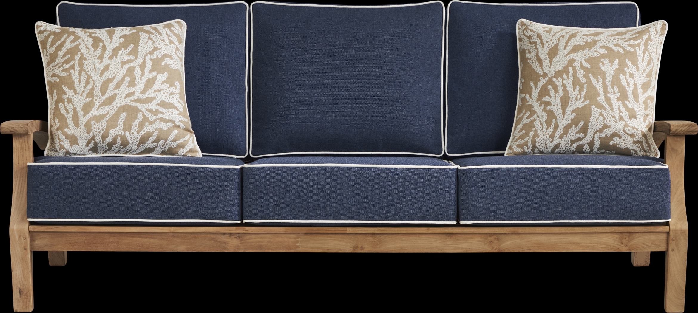 Pleasant Bay Teak 4 Pc Outdoor Seating Set with Indigo Cushions - Thumbnail - Image 2