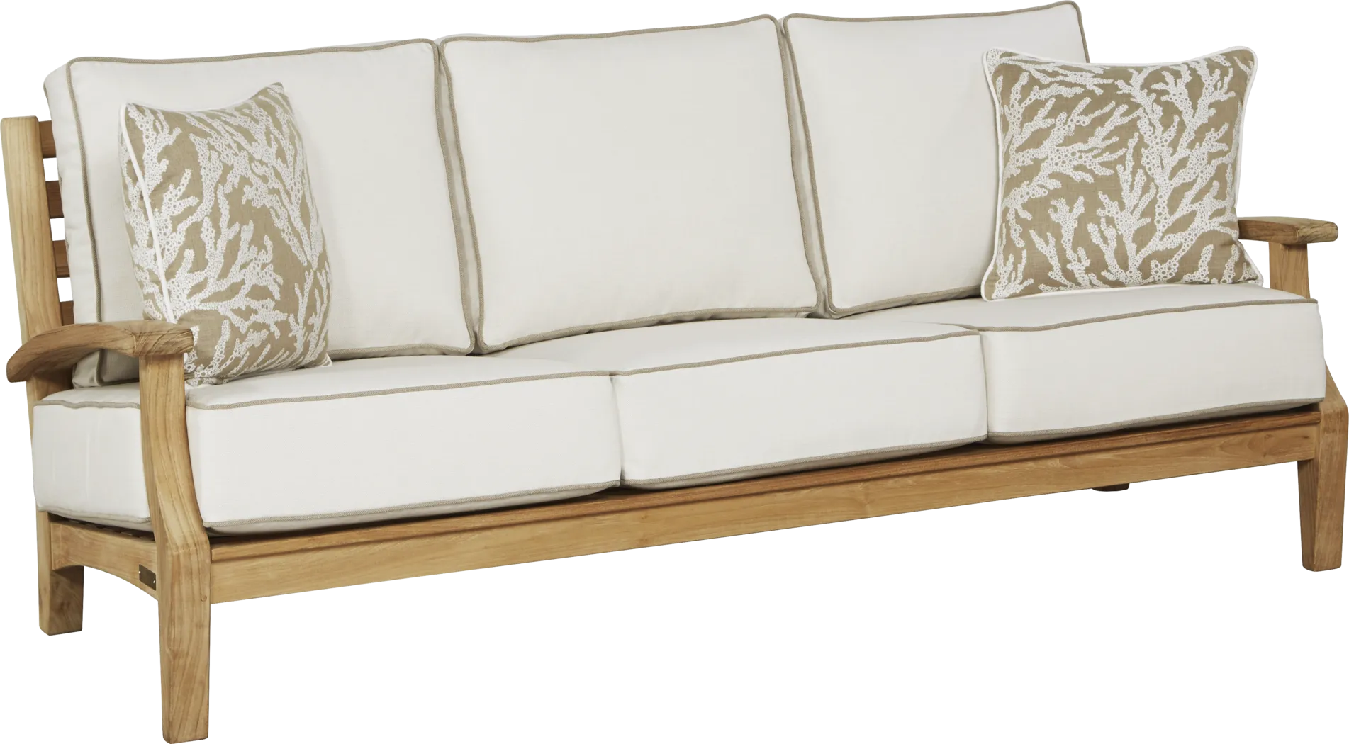 Pleasant Bay Teak 6 Pc Outdoor Seating Set with White Sand Cushions - Thumbnail - Image 2