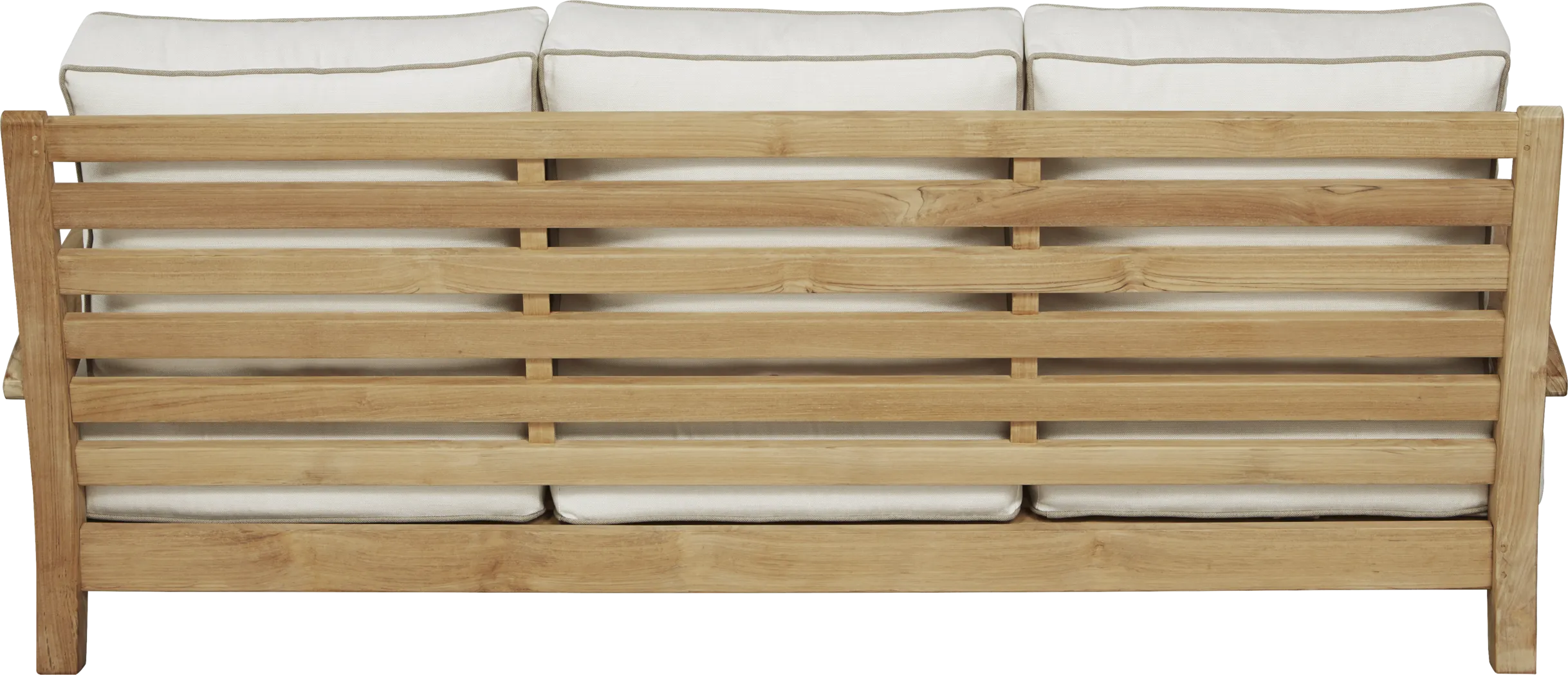 Pleasant Bay Teak Outdoor Sofa with White Sand Cushions - Thumbnail - Image 3