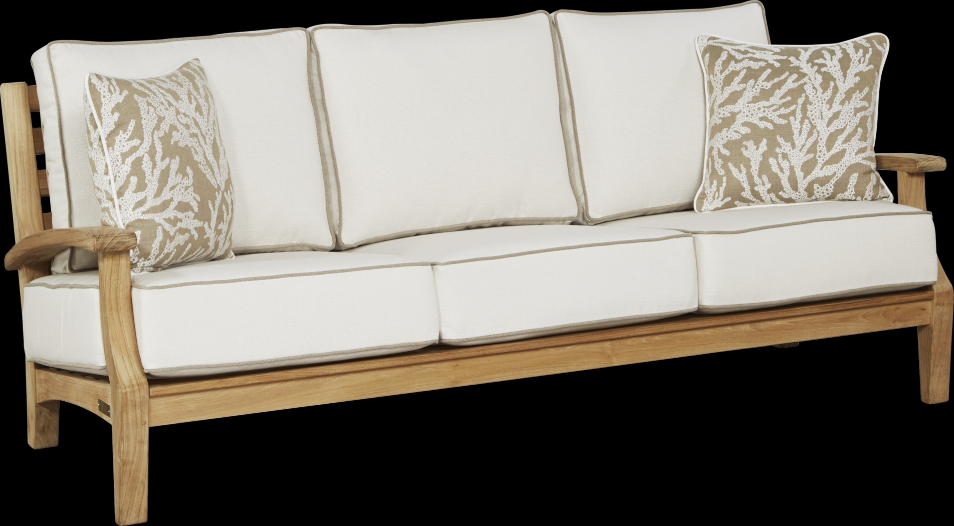 Pleasant Bay Teak 4 Pc Outdoor Seating Set with White Sand Cushions - Thumbnail - Image 2