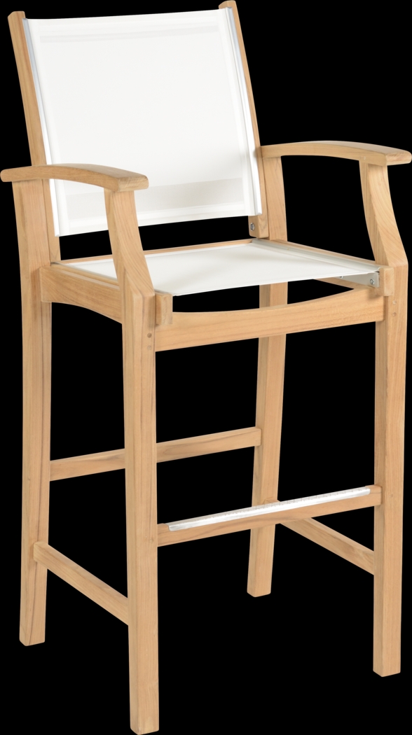 Pleasant Bay Teak Tan 3 Pc Outdoor Bar Set with Sling Stools - Thumbnail - Image 3