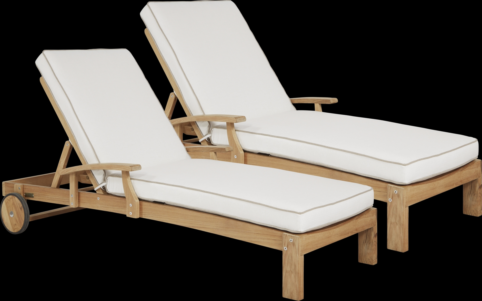 Pleasant Bay Teak Outdoor Chaise with Vapor Cushions, Set of 2 - Thumbnail - Image 1