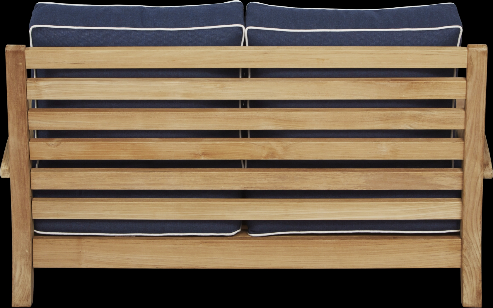 Pleasant Bay Teak 4 Pc Outdoor Loveseat Seating Set with Indigo Cushions - Thumbnail - Image 4