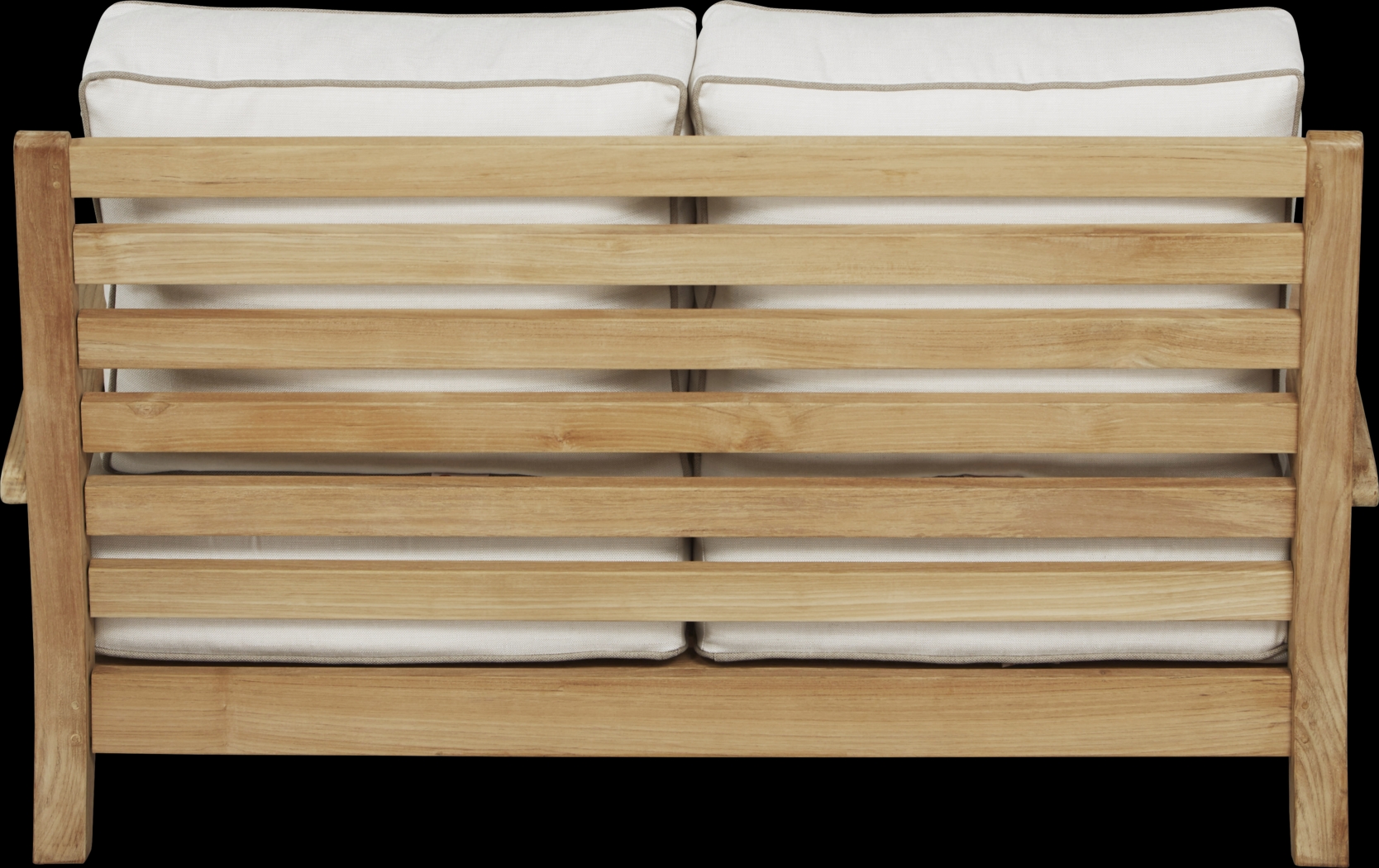 Pleasant Bay Teak Outdoor Loveseat with White Sand Cushions - Thumbnail - Image 3