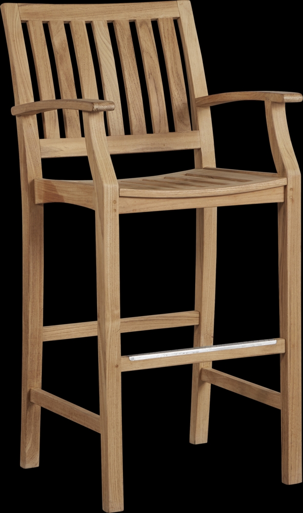 Pleasant Bay Teak Tan 5 Pc Outdoor Bar Set with Teak Stools - Thumbnail - Image 3