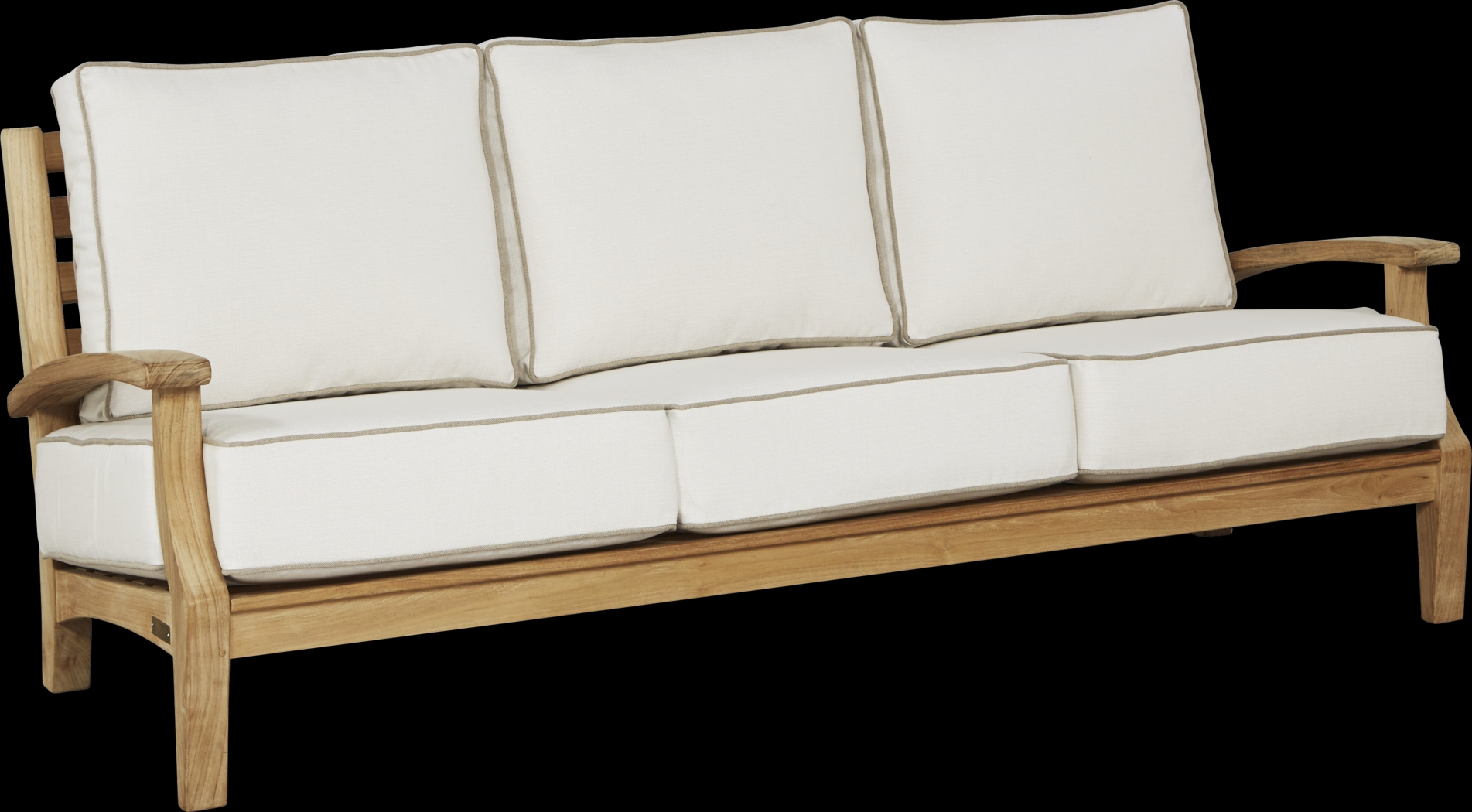 Pleasant Bay Teak 4 Pc Outdoor Seating Set with White Sand Cushions - Thumbnail - Image 3