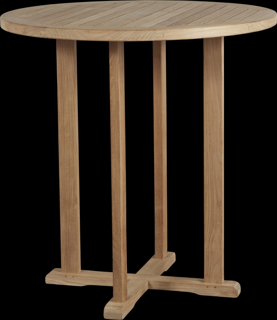 Pleasant Bay Teak Tan Round Outdoor Bar Table - Thumbnail - Image 1