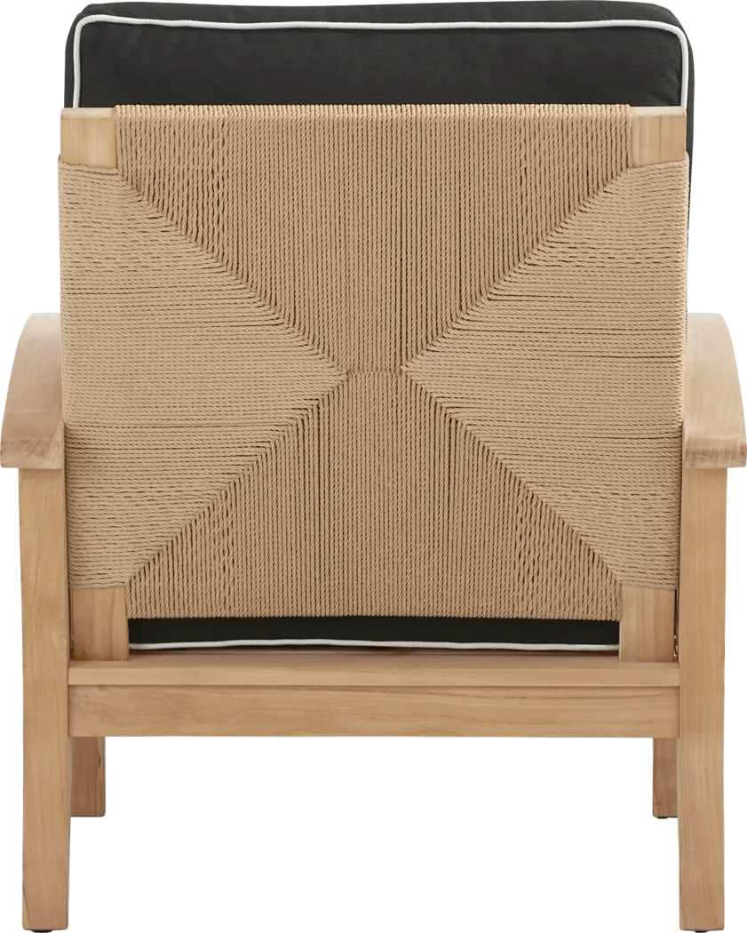 Pleasant Bay Woven Teak 4 Pc Outdoor Loveseat Seating Set with Charcoal Cushions - Thumbnail - Image 7