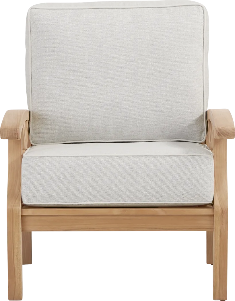 Pleasant Bay Woven Teak Outdoor Club Chair with Dove Cushions - Thumbnail - Image 2