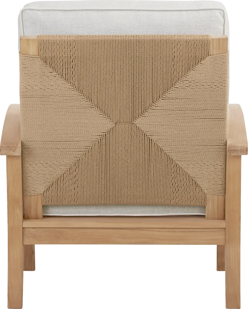Pleasant Bay Woven Teak Outdoor Club Chair with Dove Cushions - Thumbnail - Image 3