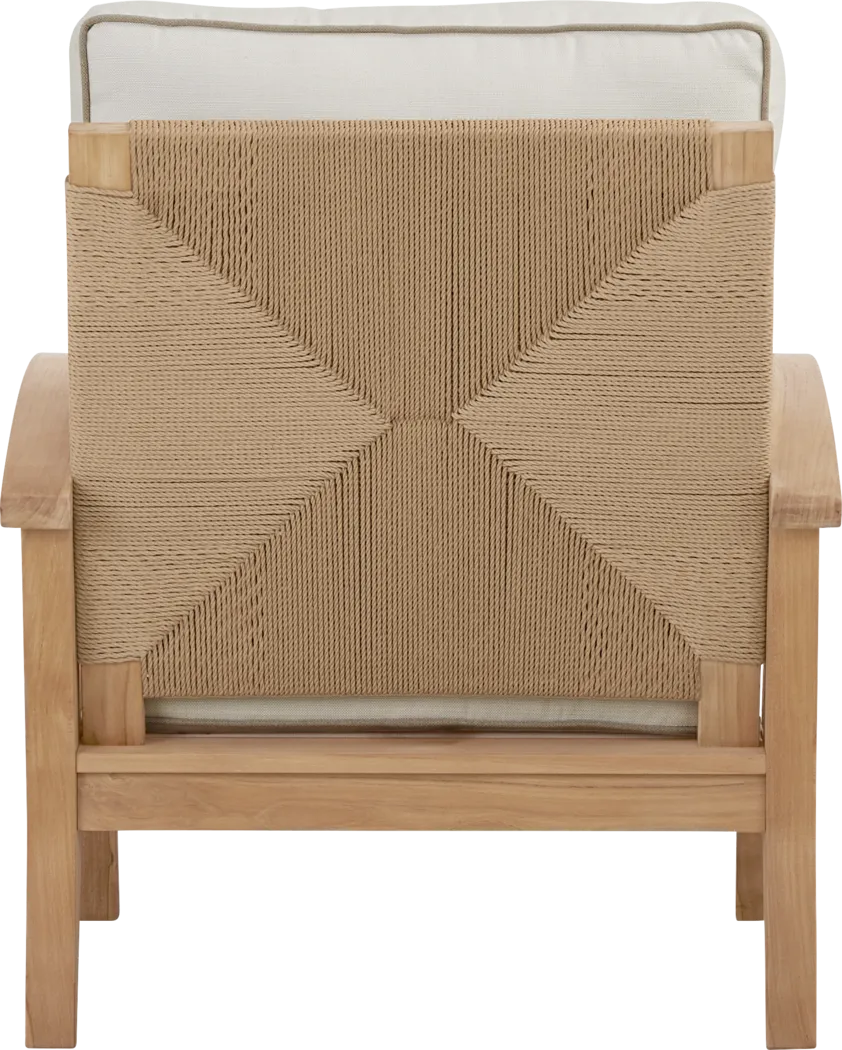 Pleasant Bay Woven Teak 4 Pc Outdoor Seating Set with Vapor Cushions - Thumbnail - Image 7