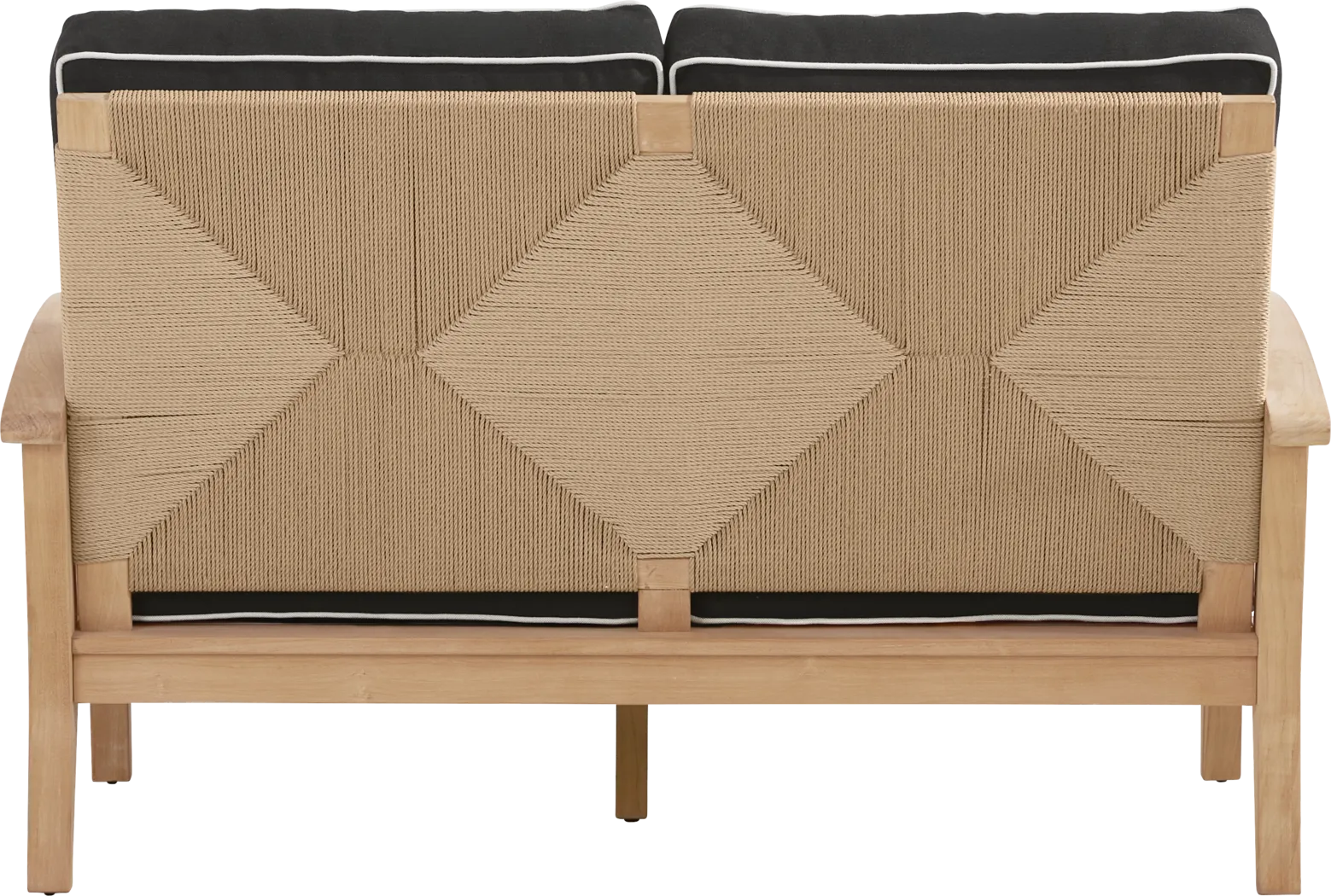 Pleasant Bay Woven Teak Outdoor Loveseat with Charcoal Cushions - Thumbnail - Image 3