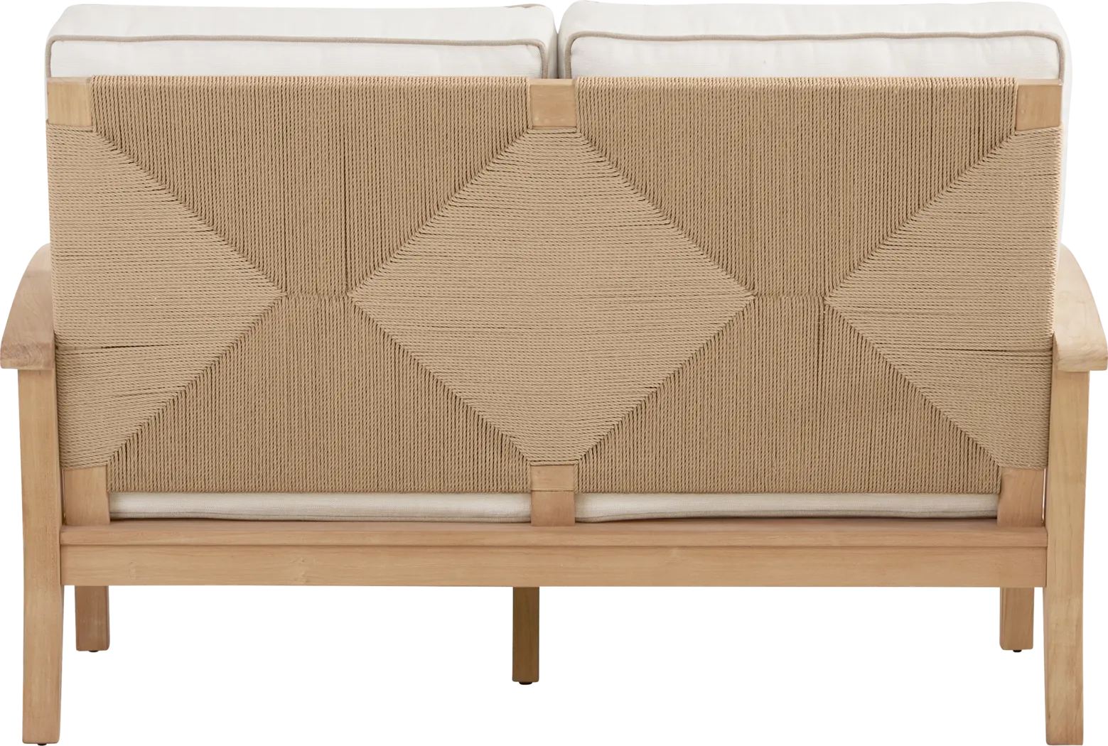 Pleasant Bay Woven Teak Outdoor Loveseat with Vapor Cushions - Thumbnail - Image 3