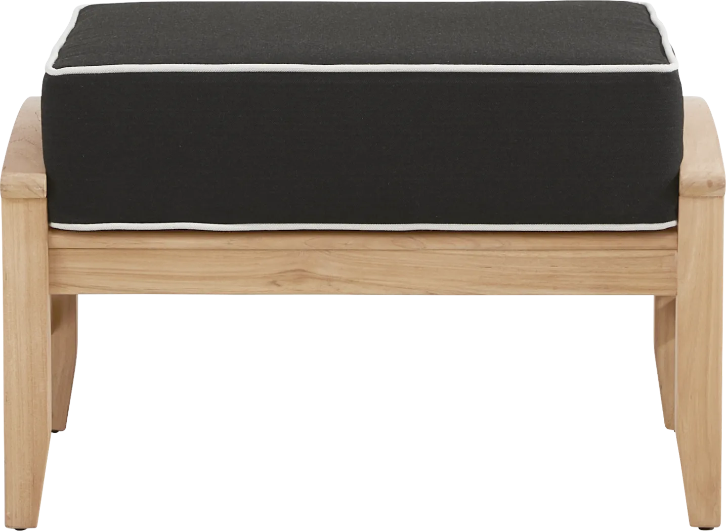 Pleasant Bay Woven Teak Outdoor Ottoman with Charcoal Cushion - Thumbnail - Image 2