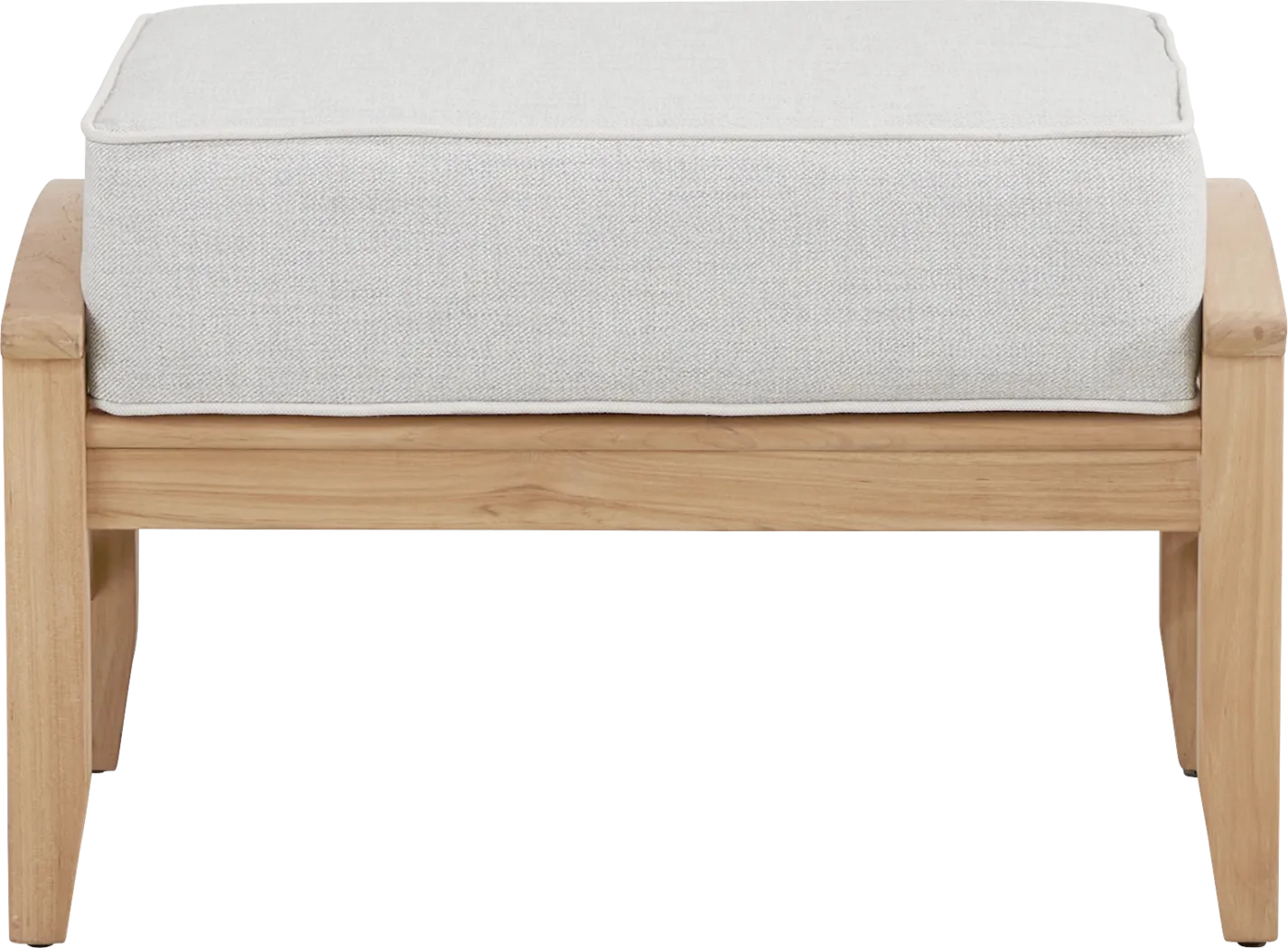 Pleasant Bay Woven Teak Outdoor Ottoman with Dove Cushion - Thumbnail - Image 2