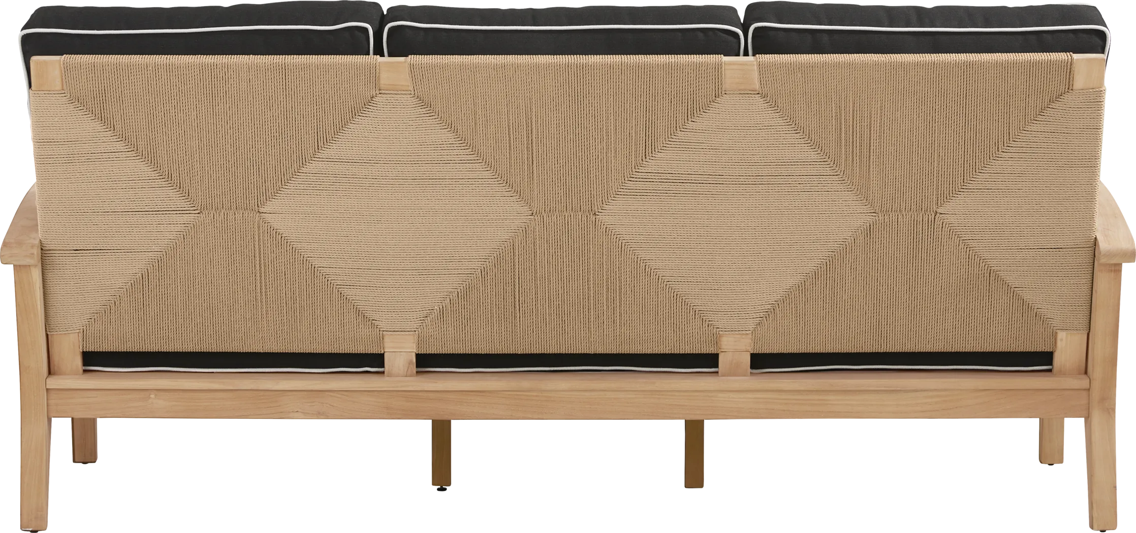 Pleasant Bay Woven Teak Outdoor Sofa with Charcoal Cushions - Thumbnail - Image 3