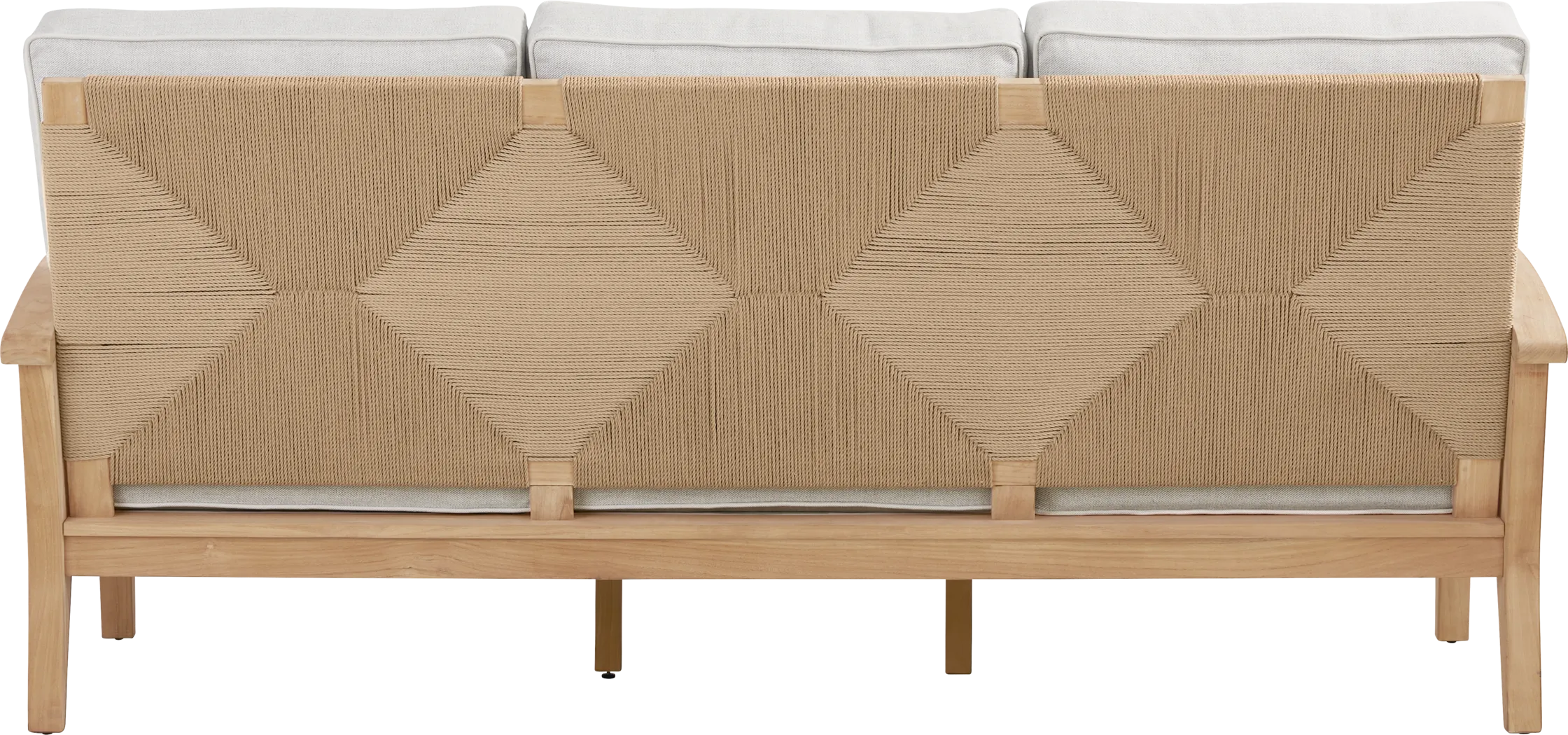 Pleasant Bay Woven Teak Outdoor Sofa with Dove Cushions - Thumbnail - Image 3