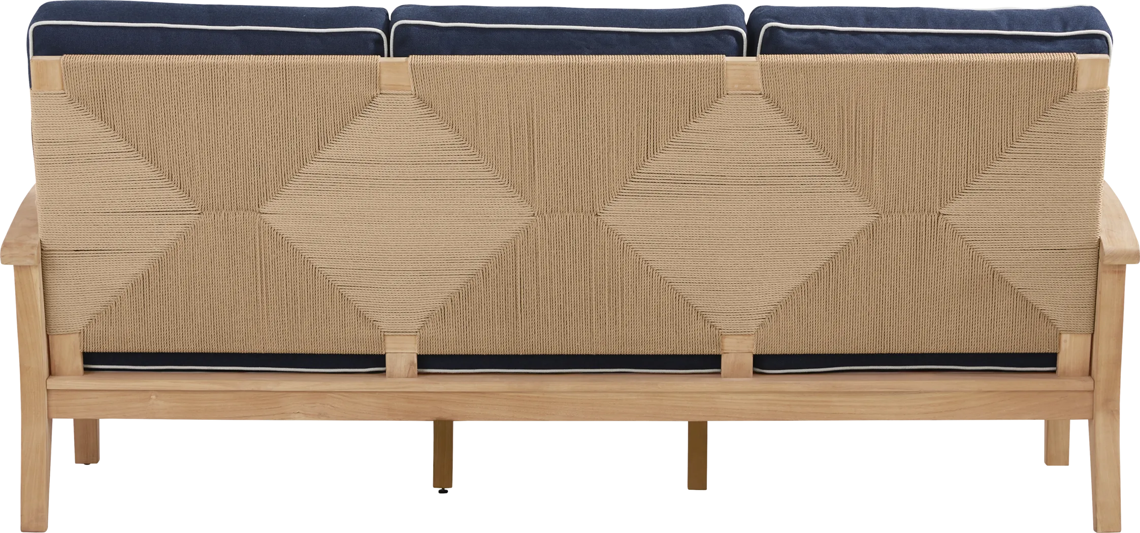 Pleasant Bay Woven Teak Outdoor Sofa with Indigo Cushions - Thumbnail - Image 3