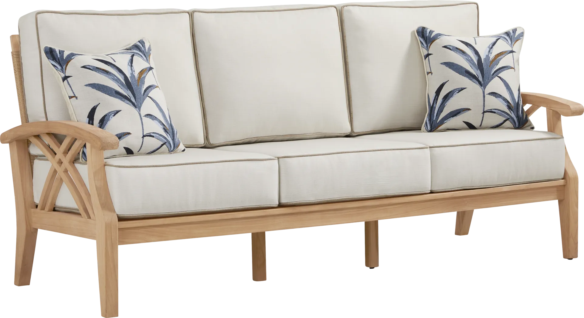 Pleasant Bay Woven Teak Outdoor Sofa with Vapor Cushions - Thumbnail - Image 2