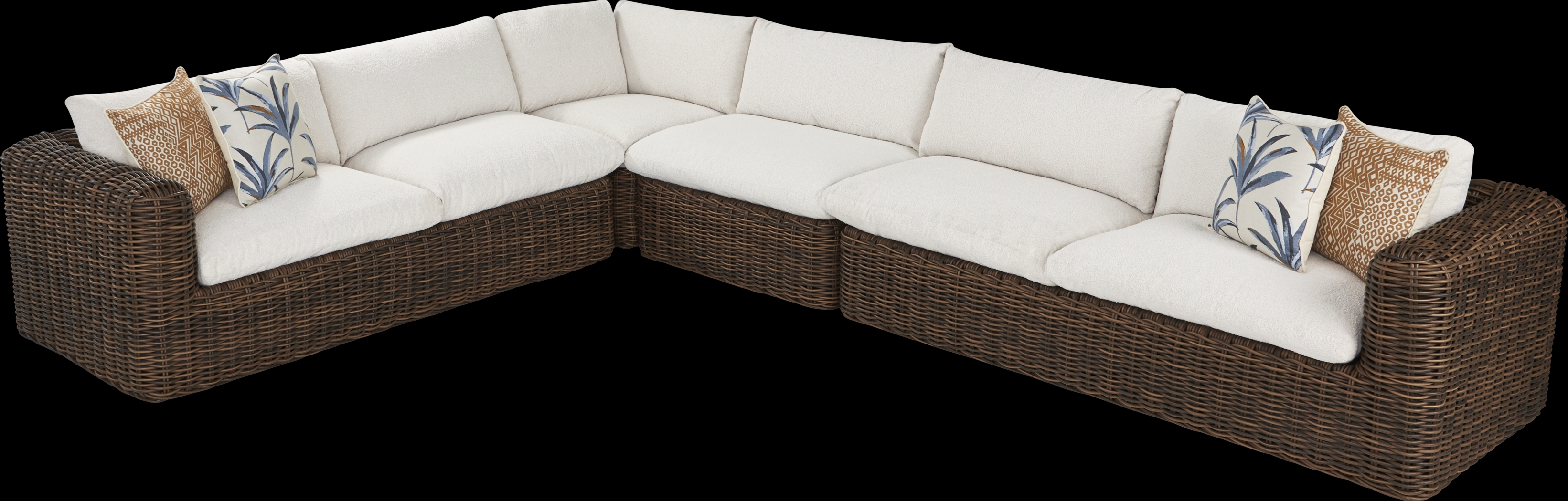 Plume Brown 4 Pc Outdoor Sectional with Ivory Cushions - Thumbnail - Image 1
