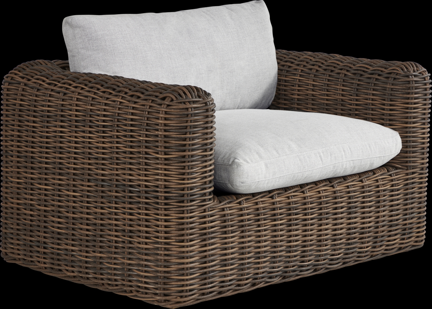 Plume Brown Outdoor Club Chair with Dove Cushions - Thumbnail - Image 1
