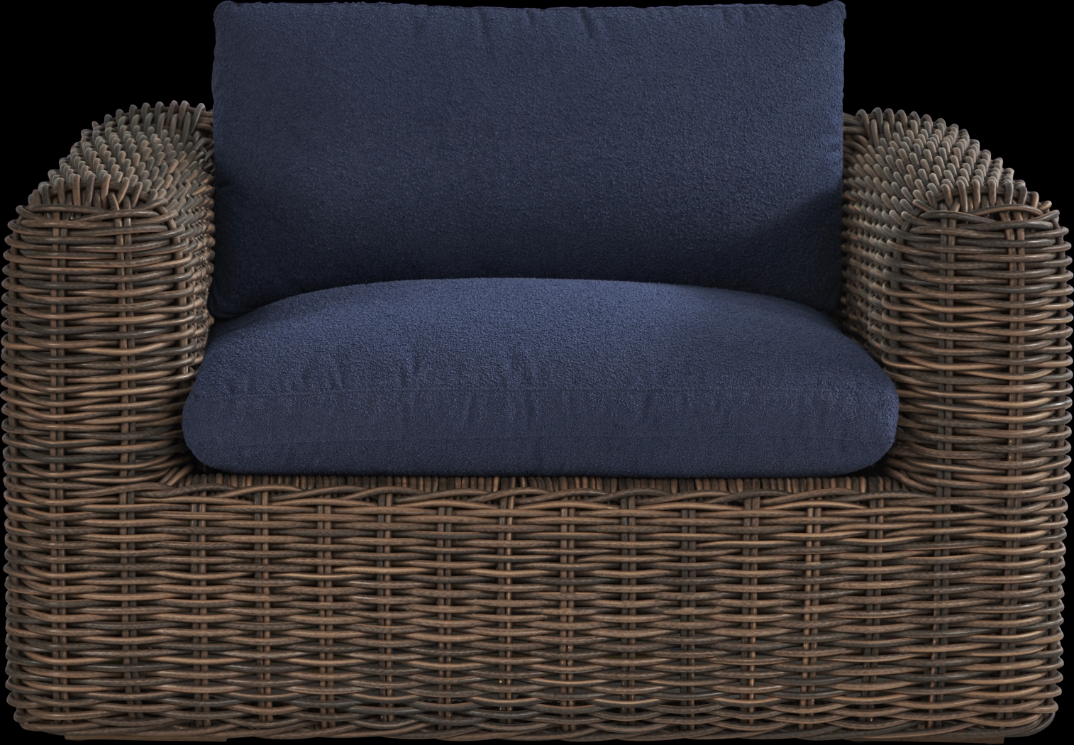 Plume Brown Outdoor Club Chair with Navy Cushions - Thumbnail - Image 2