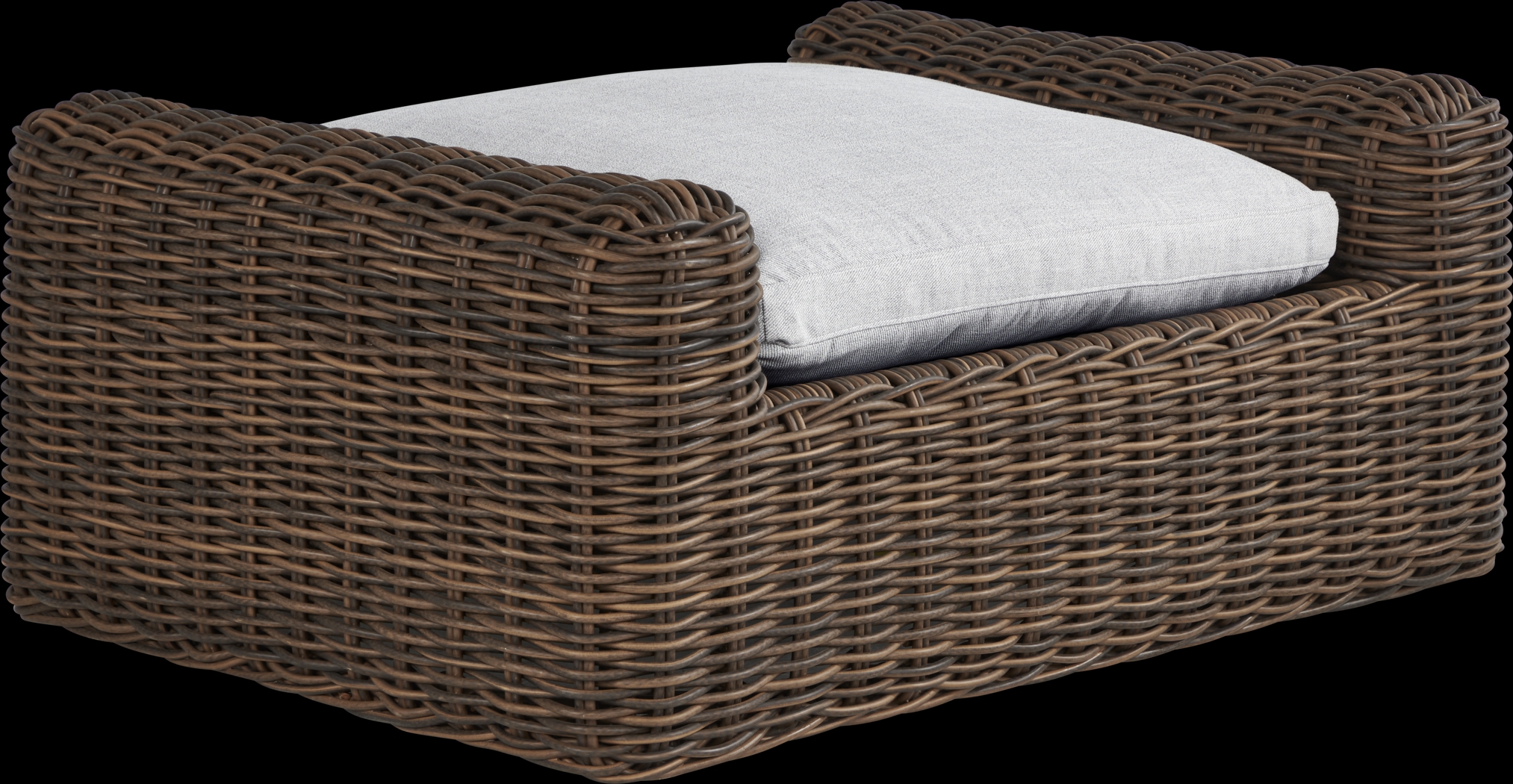 Plume Brown Outdoor Ottoman with Dove Cushion - Thumbnail - Image 1