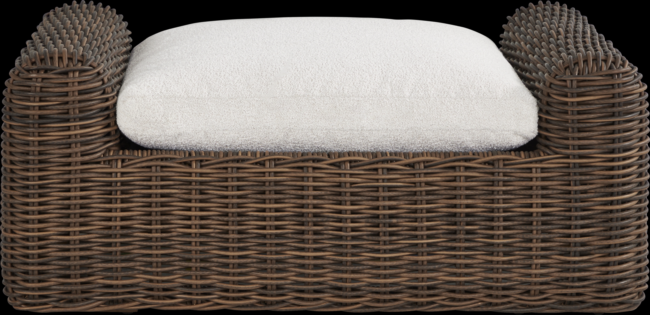 Plume Brown Outdoor Ottoman with Ivory Cushion - Thumbnail - Image 2