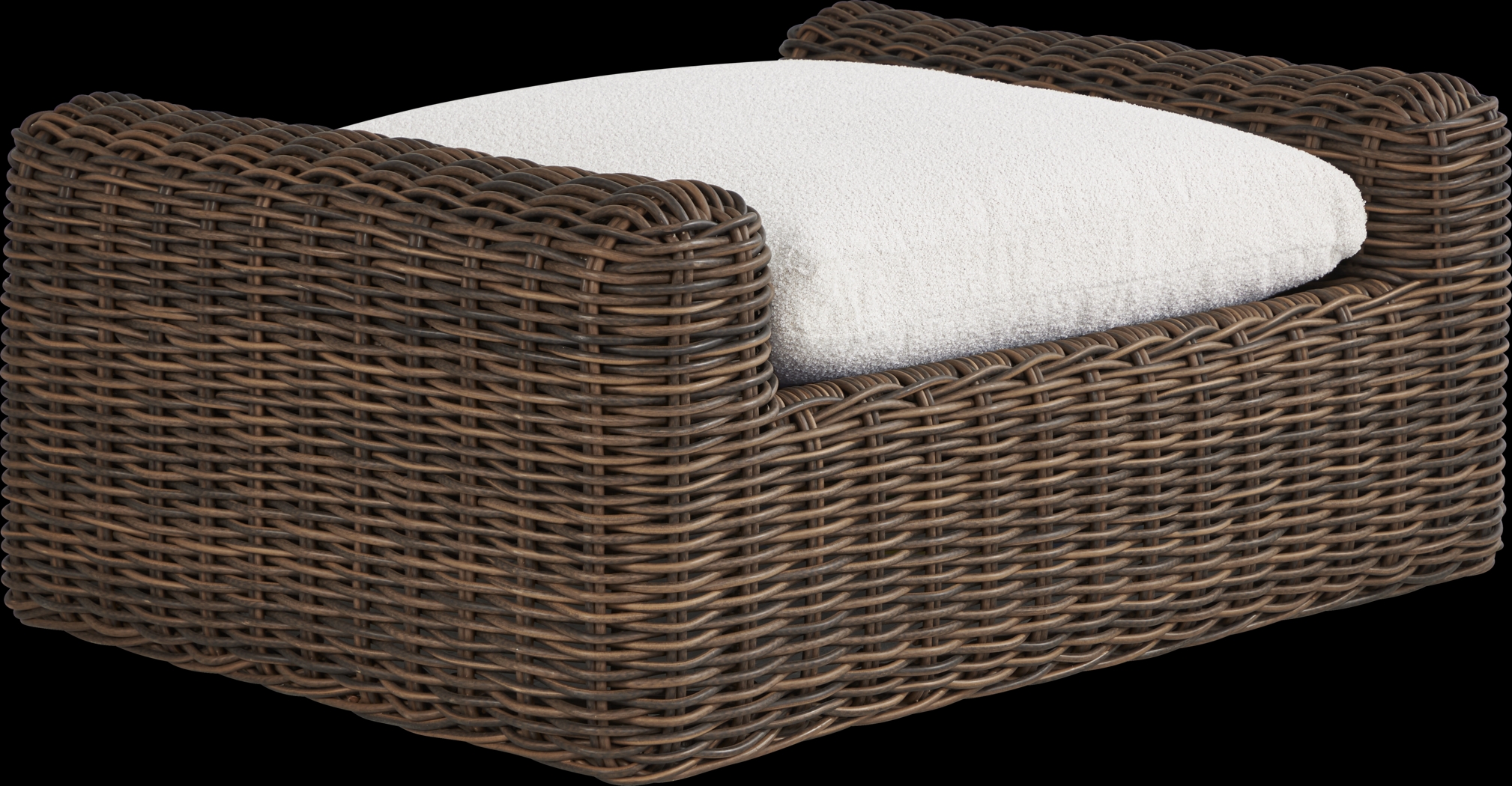 Plume Brown Outdoor Ottoman with Ivory Cushion - Thumbnail - Image 1