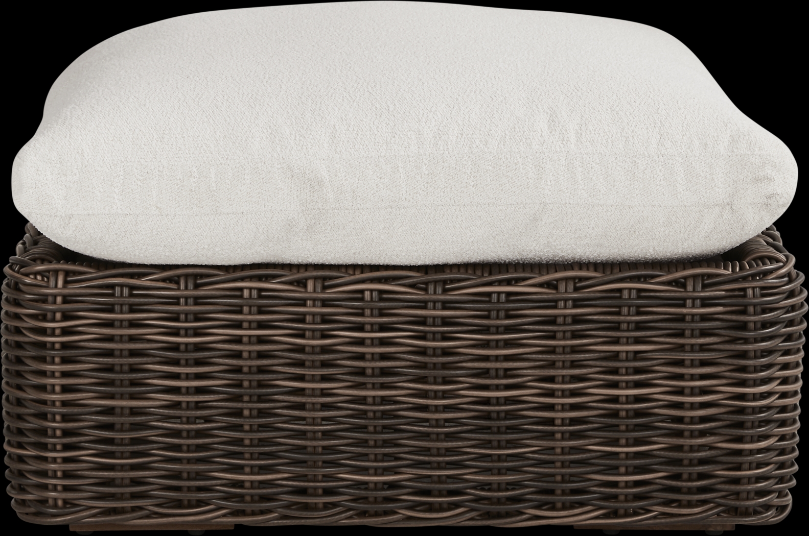 Plume Brown Outdoor Ottoman with Ivory Cushion - Thumbnail - Image 2