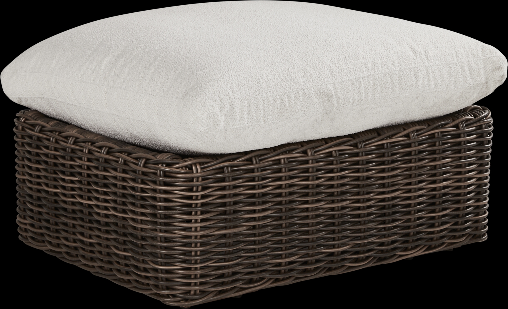 Plume Brown Outdoor Ottoman with Ivory Cushion - Thumbnail - Image 1