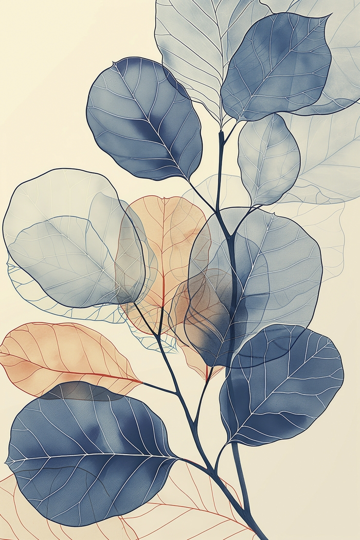 Plumerias Blue Artwork - Thumbnail - Image 1