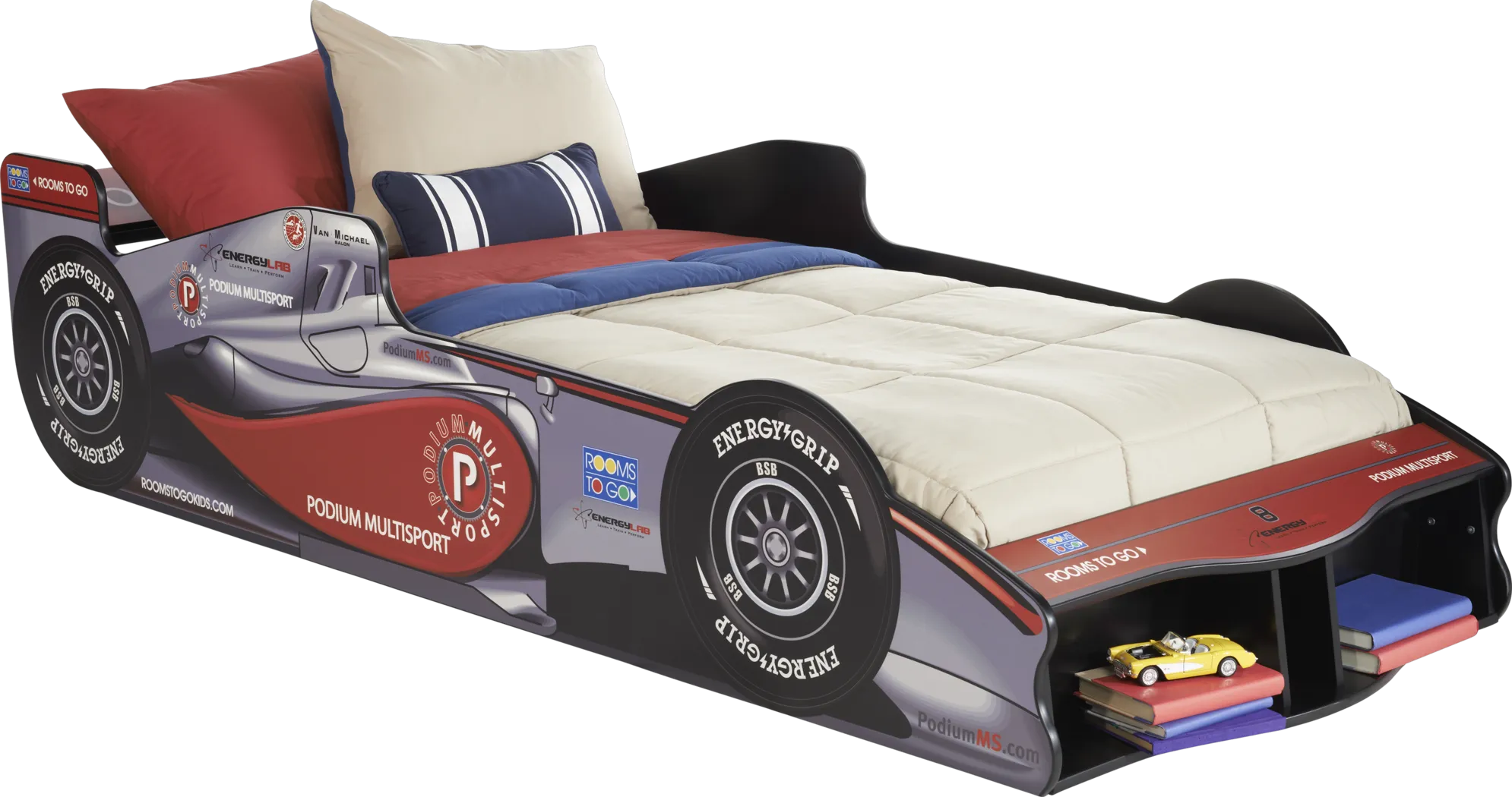 Podium Sports Car Gray 3 Pc Twin Bed - Thumbnail - Image 1