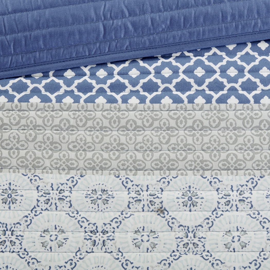 Poeyfarre Blue 8 Pc California King Coverlet Set - Thumbnail - Image 6