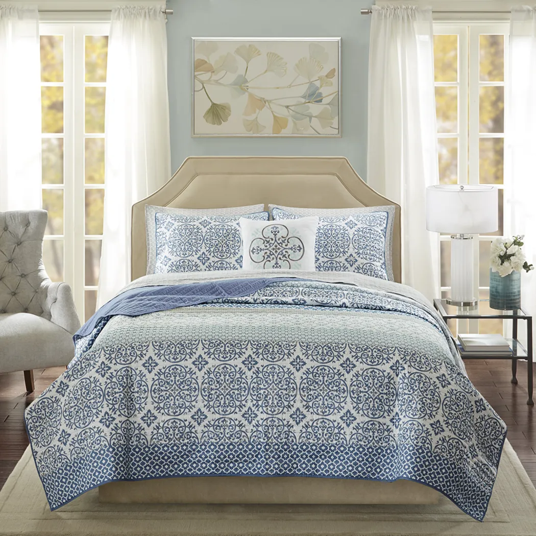 Poeyfarre Blue 8 Pc King Coverlet Set - Thumbnail - Image 7