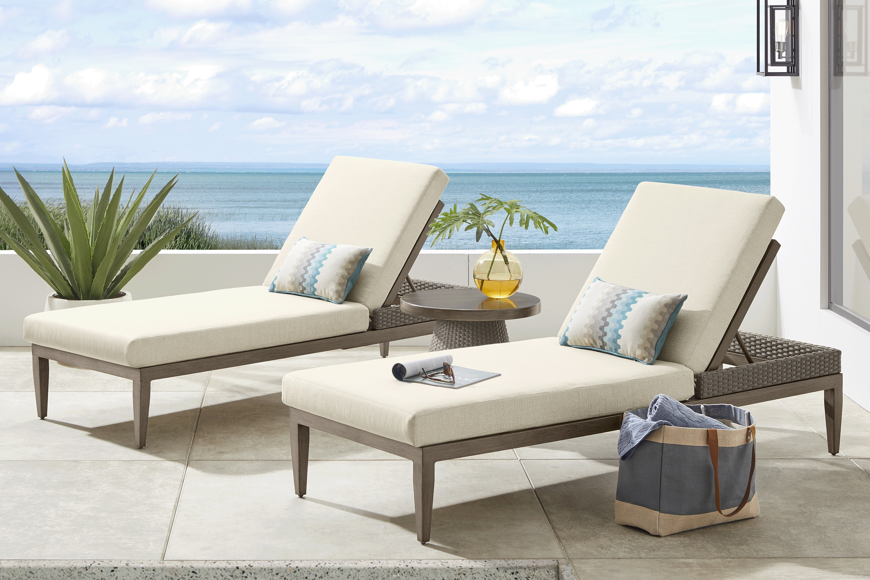 Point Reyes Brown Outdoor Chaise, Set of 2 - Thumbnail - Image 1