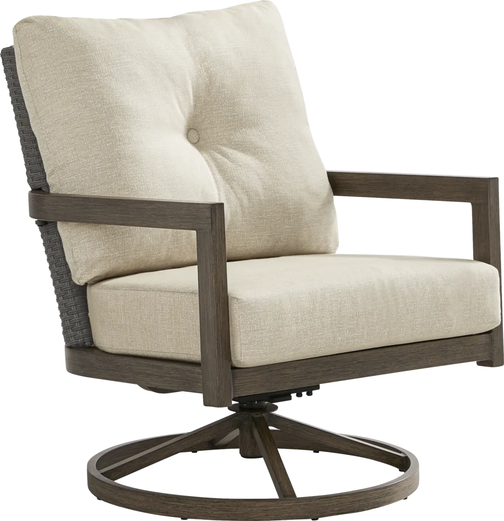 Point Reyes Brown 5 Pc Outdoor Fire Pit Swivel Chat Set - Thumbnail - Image 5