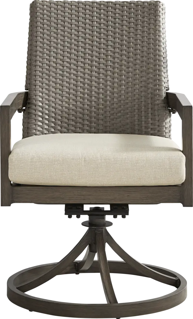 Point Reyes Brown Outdoor Swivel Rocker Dining Chair - Thumbnail - Image 2