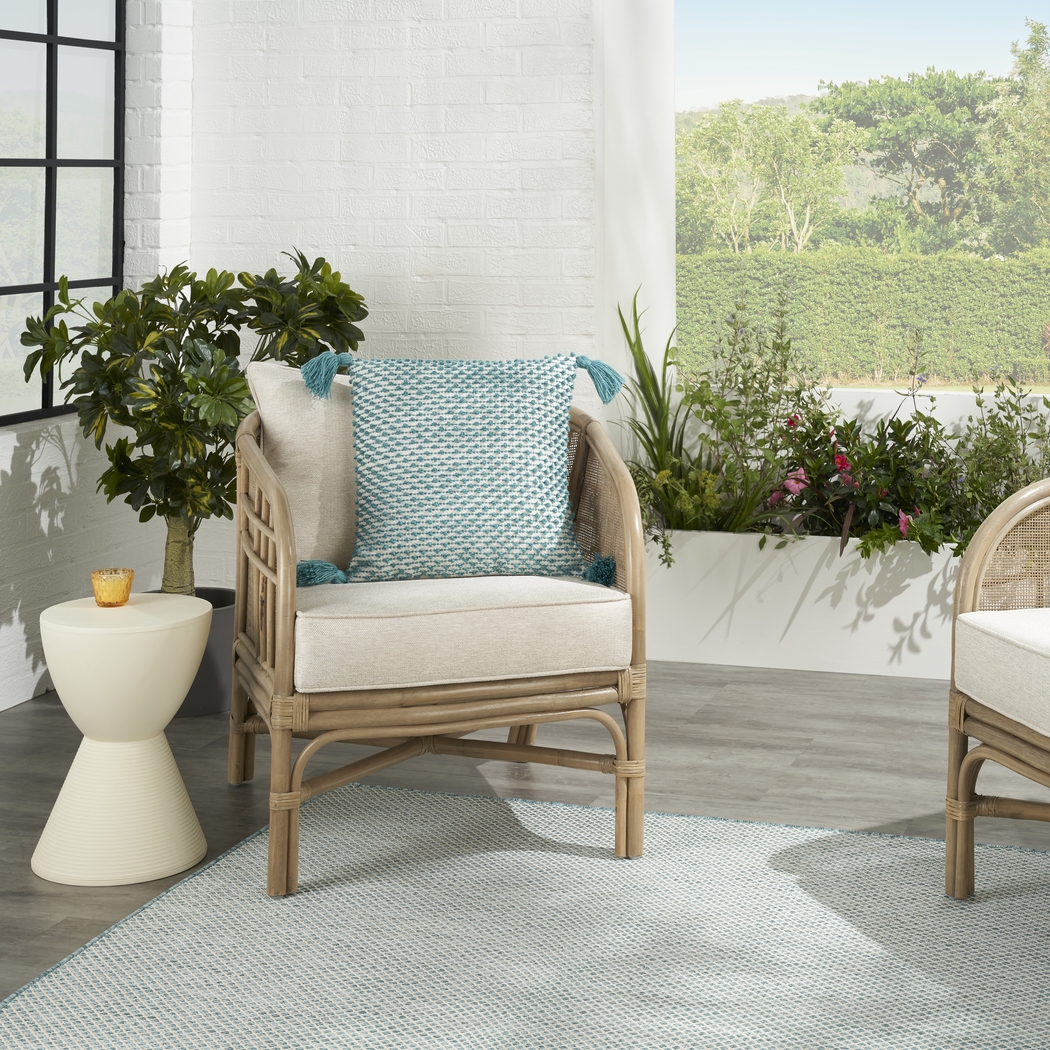 Pollenfur Turquoise Indoor/Outdoor Accent Pillow - Thumbnail - Image 3