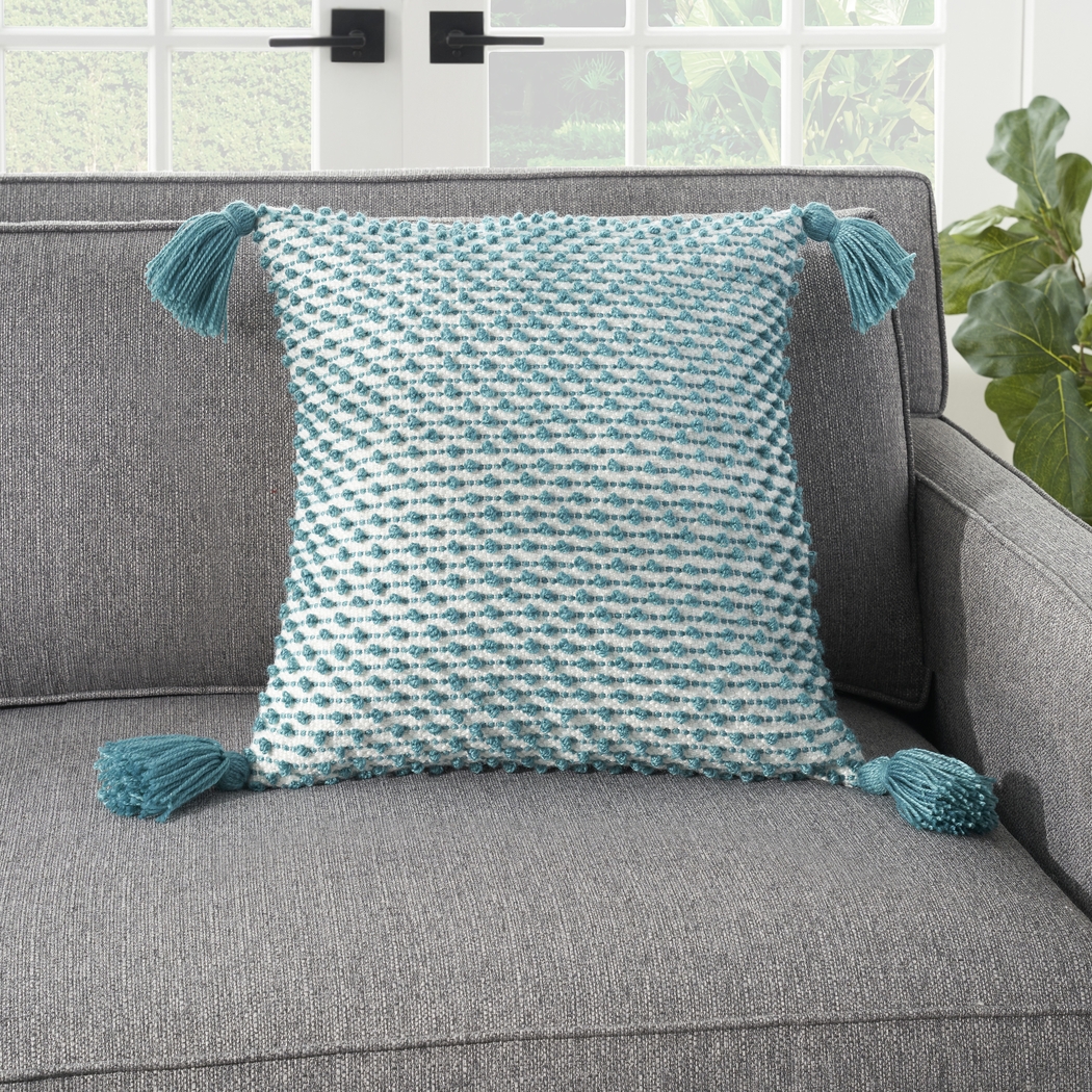 Pollenfur Turquoise Indoor/Outdoor Accent Pillow - Thumbnail - Image 4