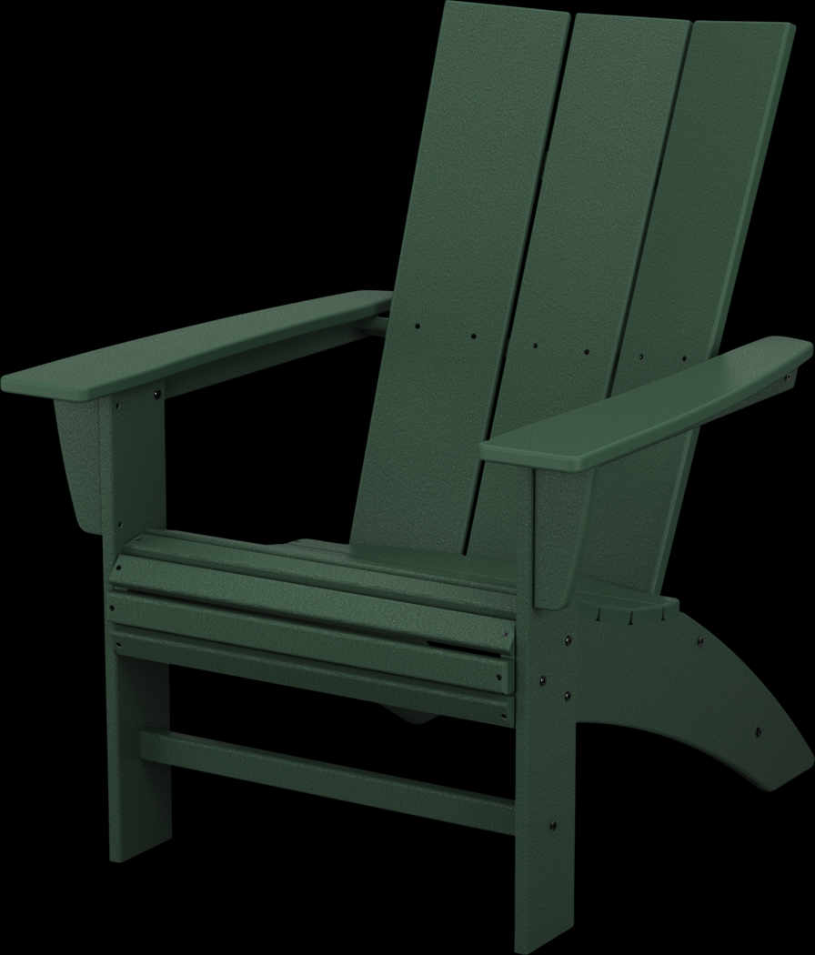 POLYWOOD Modern Green Outdoor Curveback Adirondack Chair - Thumbnail - Image 1