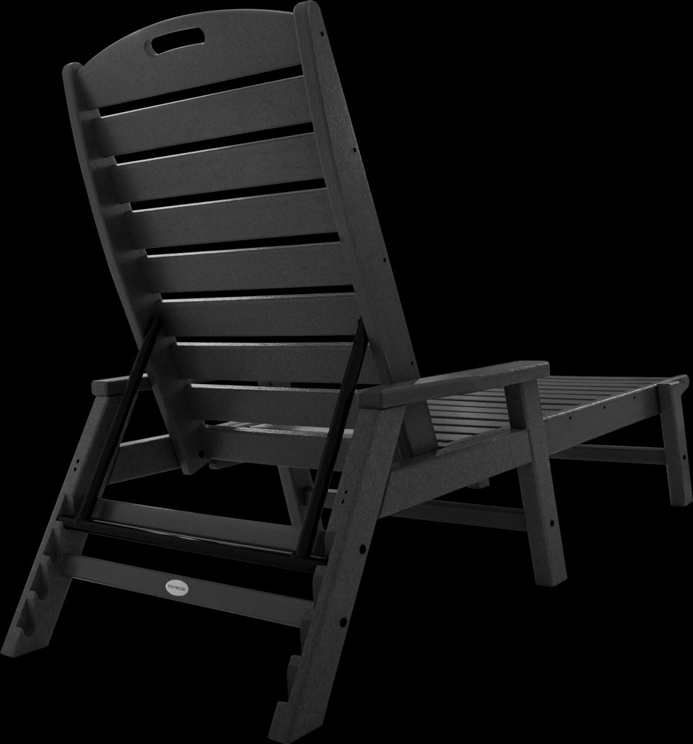 POLYWOOD Nautical Black Outdoor Chaise - Thumbnail - Image 2