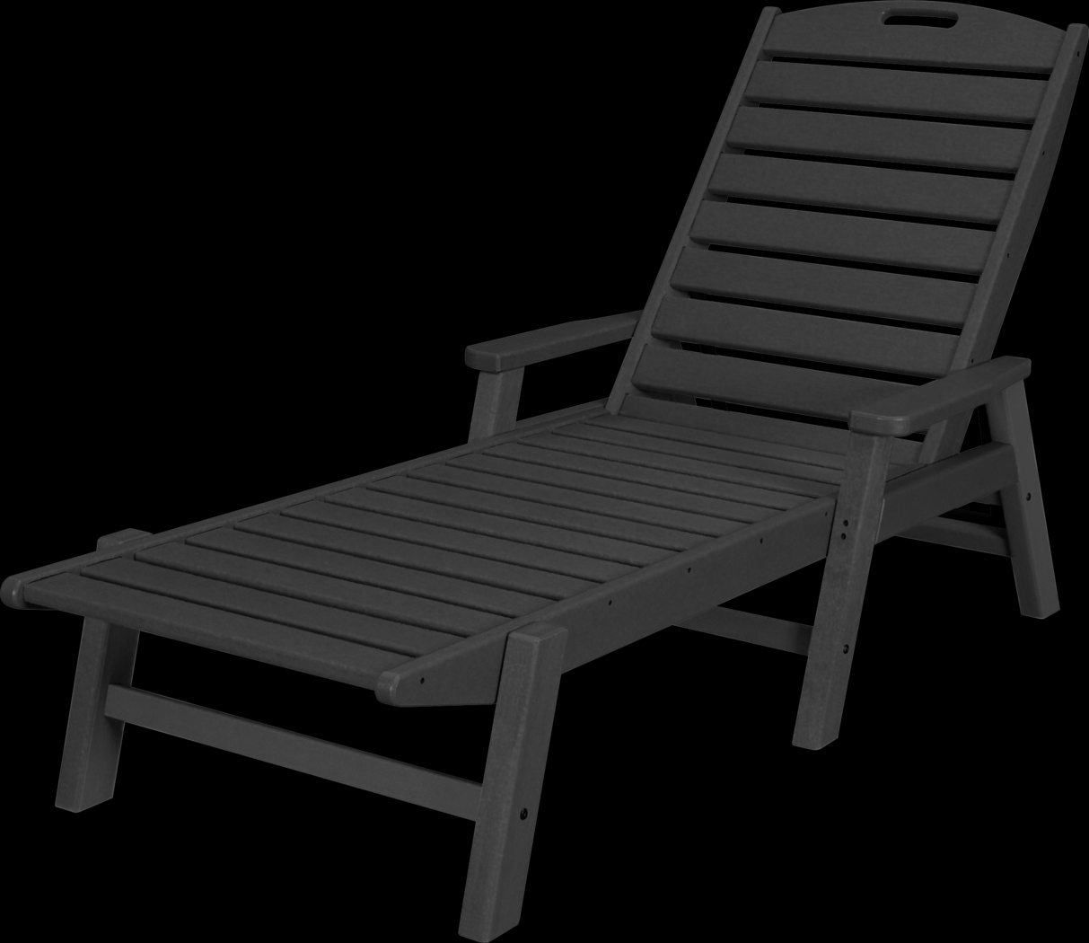 POLYWOOD Nautical Black Outdoor Chaise - Thumbnail - Image 1